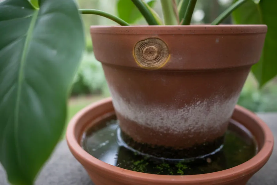 Standing water in the saucer